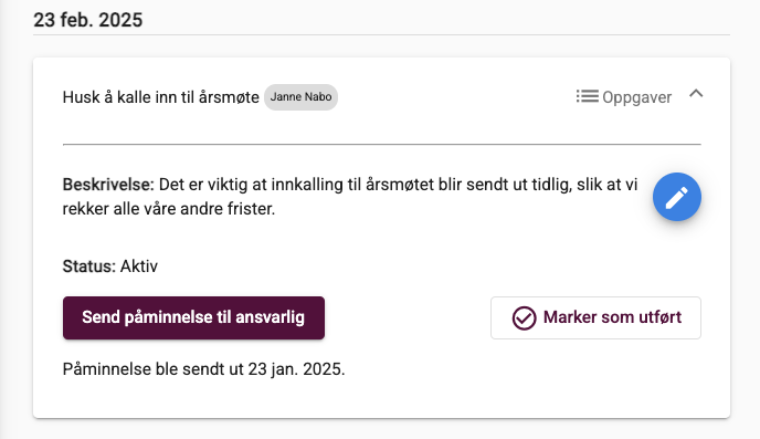Oppgaver Oppgaver hånderes enkelt i årshjulet