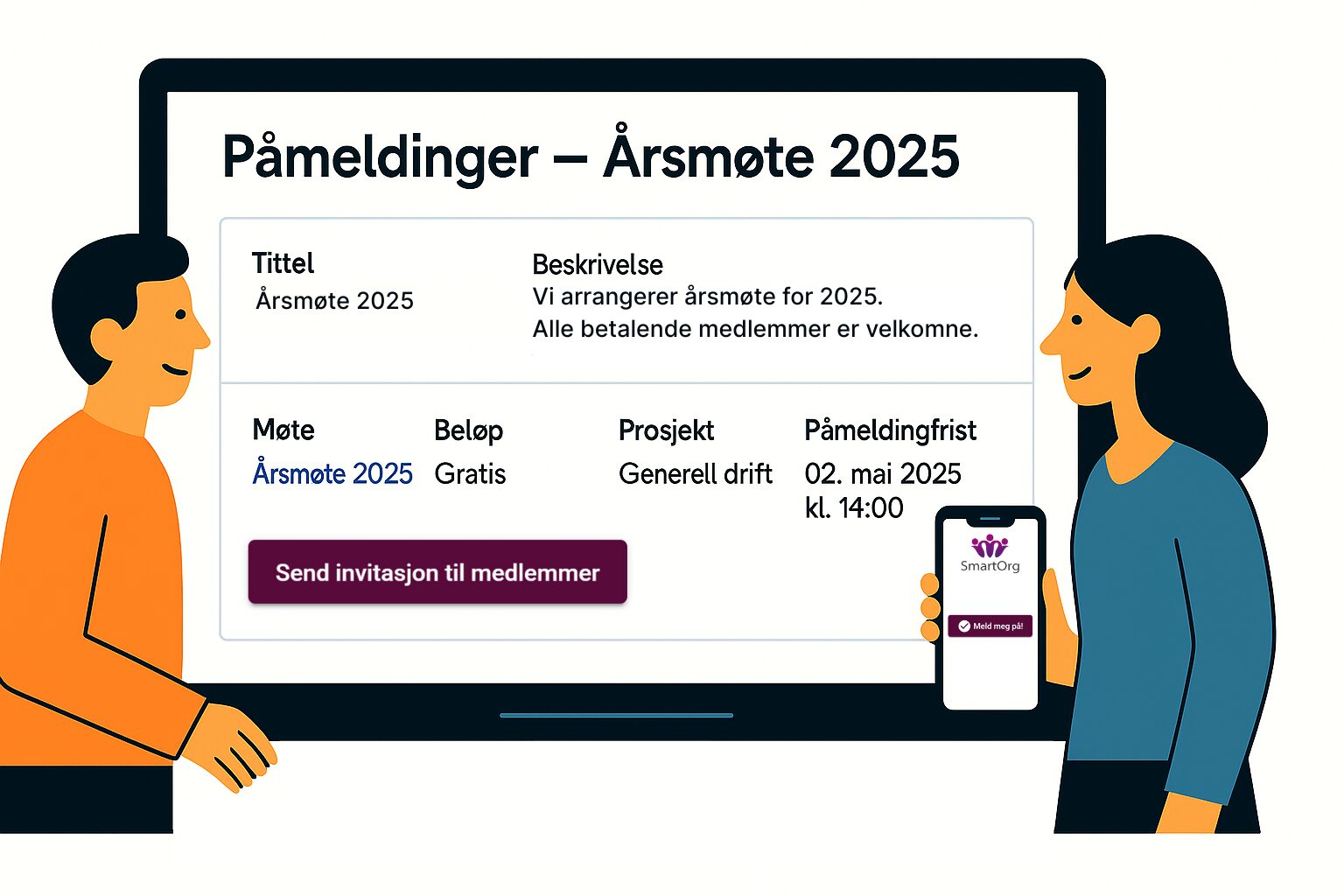 Send Invitasjon til medlemmene
